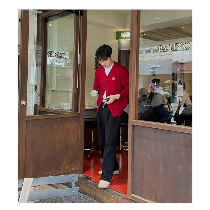 Men Loose Straight Double Pleated Casual Workwear Suit Long Trousers