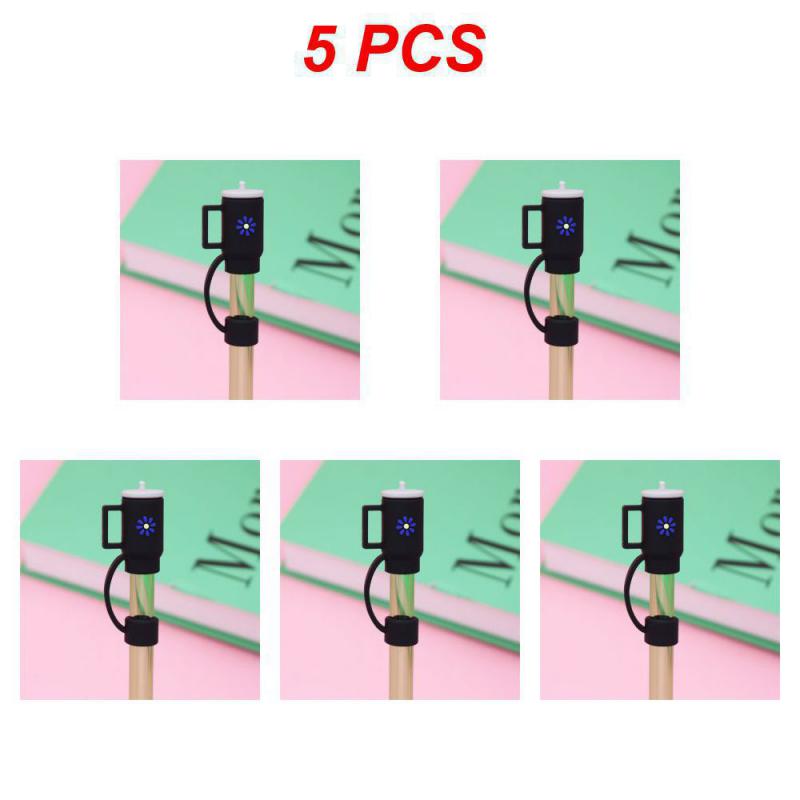 1/5PCS Fruit Simple Dust Straight Pipe Multiple Colors Available Household Straw Soft Rubber Safety