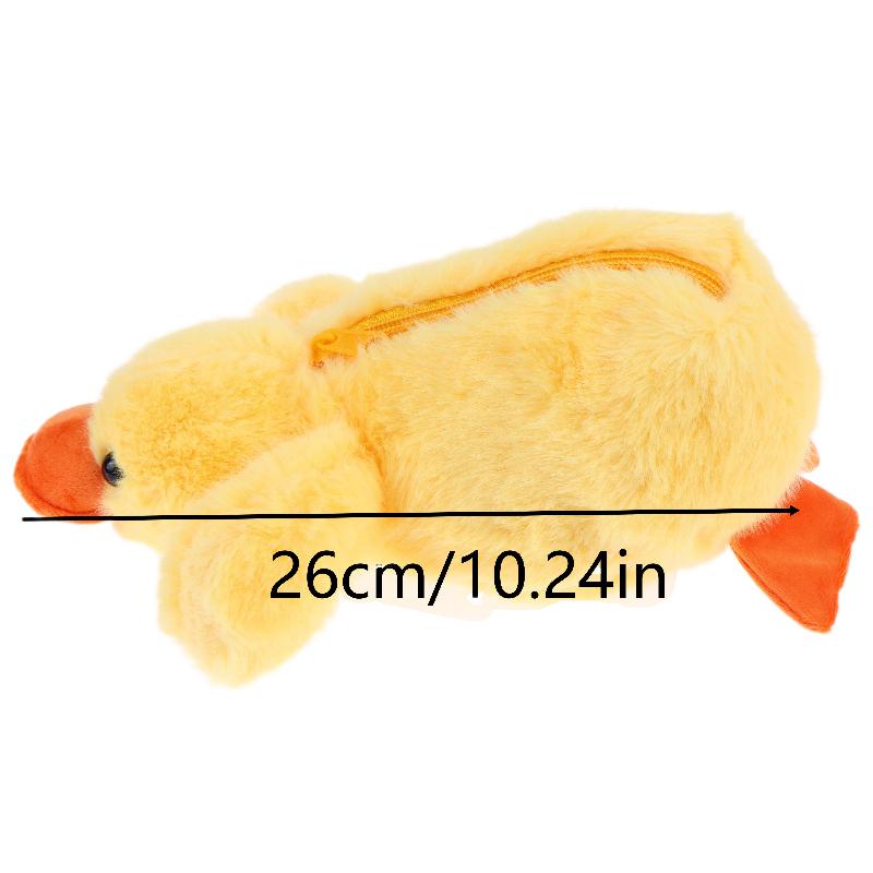 Cute Yellow Duck Plush Pencil Case Soft Stuffed Animal Pen Bag Multifunctional Pencil Case For Kids Students Stationery Gifts