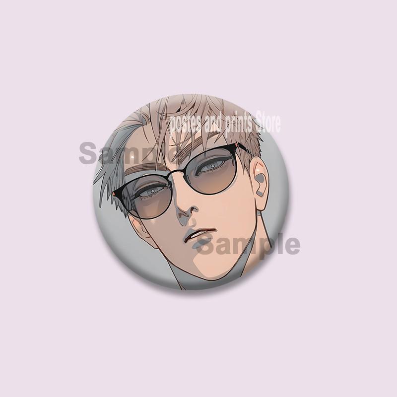 Manhwa BL Coreano Spilla a Moneta Cartone Animato Spille di Plastica Cartone Animato Mo Guan Shan He Tian Spilla Gioielli Regalo Zaino Cappello Accessori per Risvolto