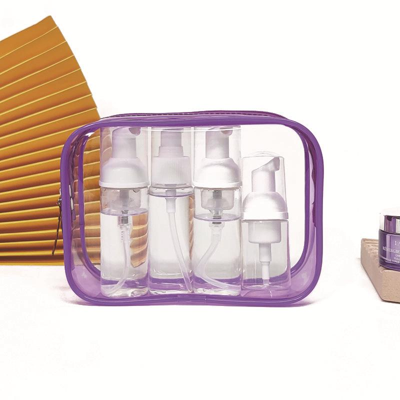 Large Transparent PVC Makeup and Toiletry Bag Set - Waterproof, Portable, Pink (2-Piece)
