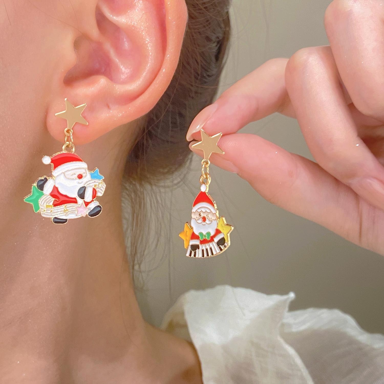 

Christmas Earrings For Women Asymmetrical Santa Claus Elk Cartoon Earrings