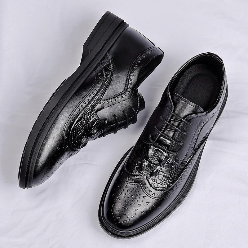 2025 Men's Spring Brogue Leather Shoes - Casual & Wedding Style