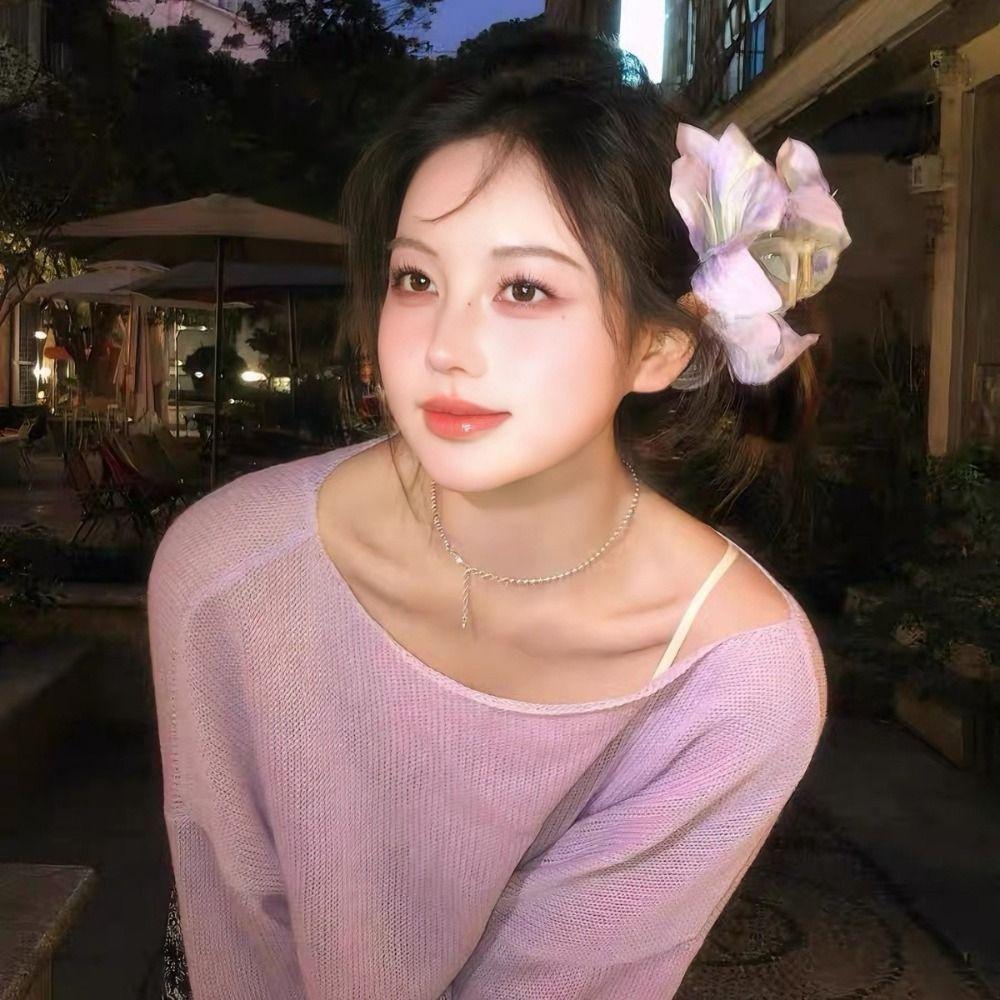 Cloth Simulation Flower Hair Claw Sweet Seaside Vacation Headwear Flower Duckbill Clip  Daily