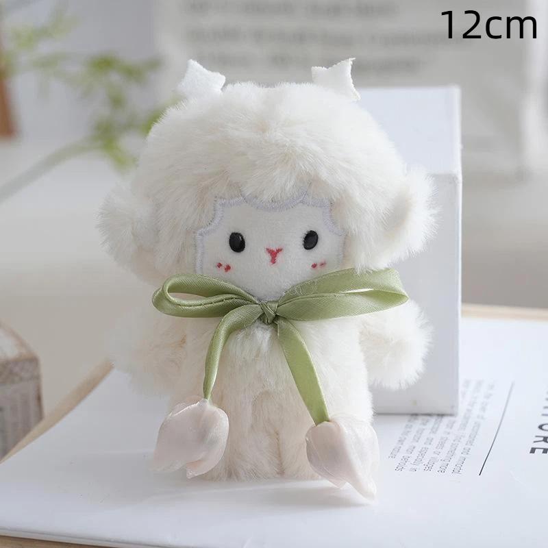 Little Sheep Plush Keychain Adorable Fluffy Animal Stuffed Doll Pendant Unique Gift for Children Friends