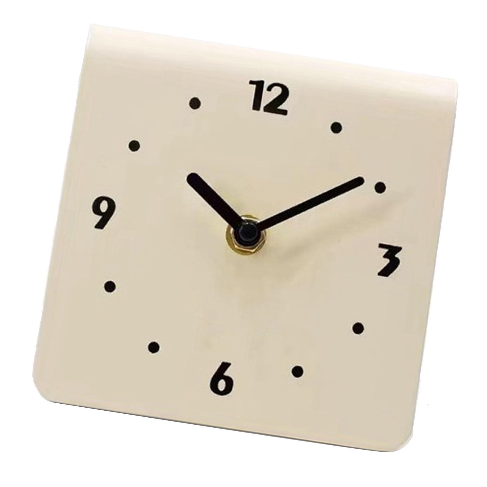 

Desktop Clock Simple Modern Quiet Movement Metal Desk Clock Ornament for Bedroom Bedside Living Room Home Cream White