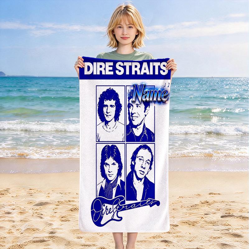 Custom Name Dire Straits Stylish Digital Printing Beach Towel Quick‑Drying Absorbent Blanket for Beach Pool Gym Travel