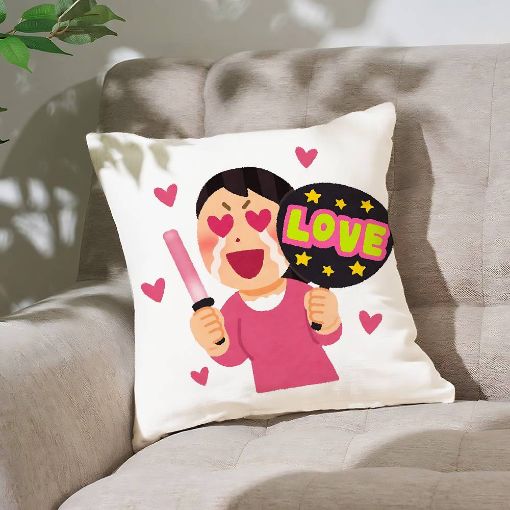 

I-Irasutoya Такаси Мифунэ Арт Мем Наволочка Мягкая Милая Наволочка Для Дивана Автомобиля Полиэстер На Молнии 16x16Inch