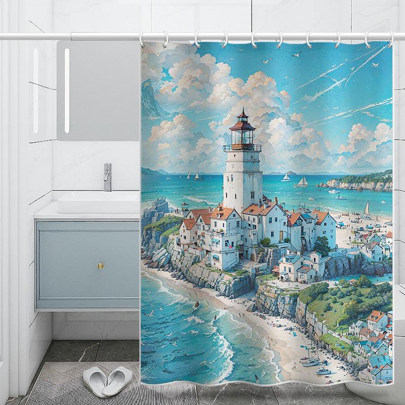 Bad Fortykket Vanntett Gardin Muggsikker dusjforheng Dusj Skillevegger Gardin Dusjgardin Baderomsgardin Fri perforering