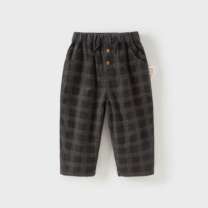 David Bella Boys  Corduroy Pants 2026 Winter New Style Kidsren s Class a Plaid Pants Baby Fleece-Lined Pants Scottish Plaid [Ready in Stock] 90