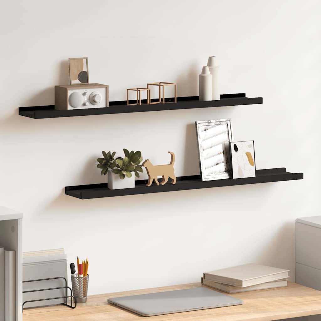 Picture Ledges 2 pcs Black 80 x 9 x 3 cm MDF