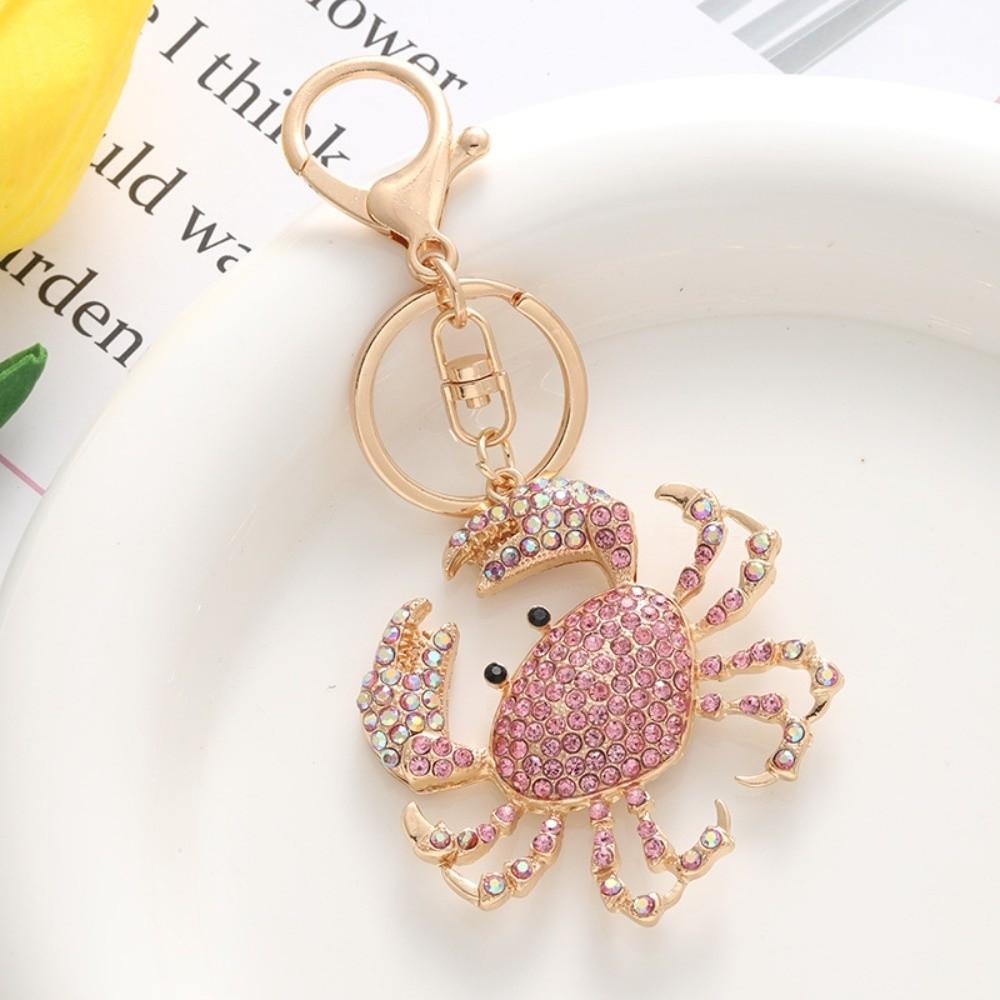 Crab-shaped Crab Keychain Sparkling Rhinestones Crystal Crab Key Ring Cute Crab Charm Key Ring Bag