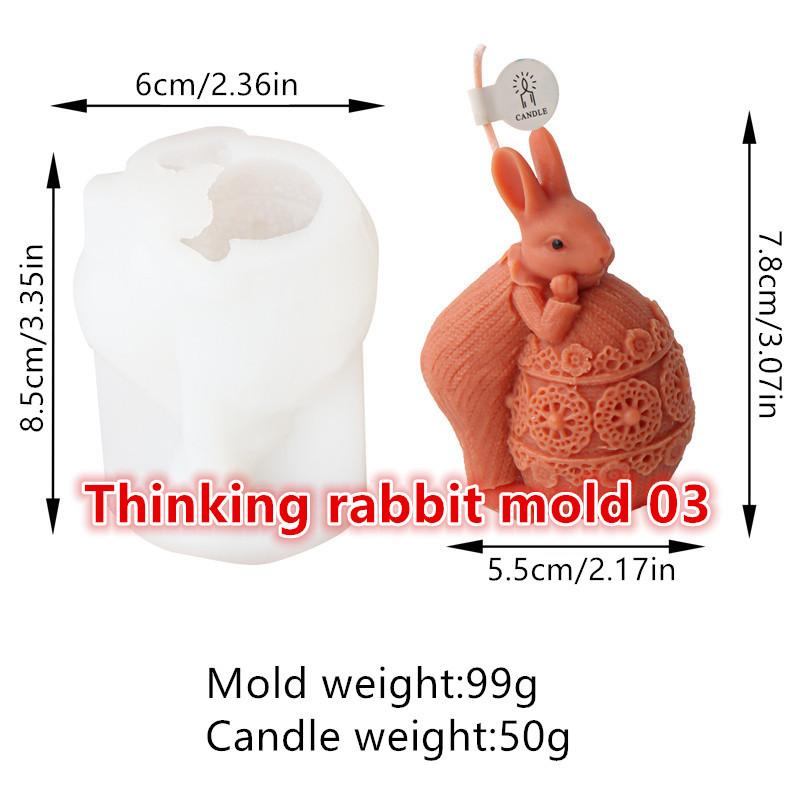 Easter Egg Cute Bunny Candle Silicone Mold DIY Rabbit Candle Making Mould  Decor Animal Painting Plaster Gift Desktop Ornament
