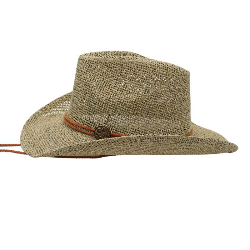 Western Cowboy Hat, Hand-Woven Straw Hat, Big-Brimmed Jazz Hat, Mesh Hat, Seaside Visor.
