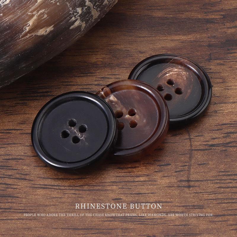 5 Stück Hornknöpfe mit runden Kanten Vierloch Anzugkleidknopf Wollmantel Trenchcoatknopf Hemd Cardigan Pulloverknöpfe