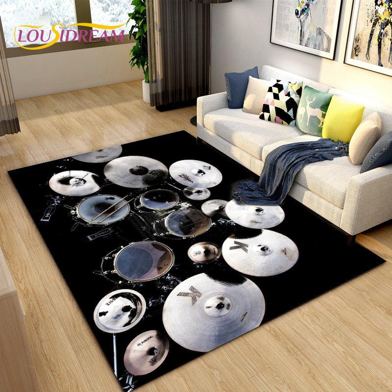 Drum Kit Music Instruments Area Rug Large,Carpet Rug for Living Room Bedroom Sofa Doormat Decoration,Kitchen Non-slip Floor Mat