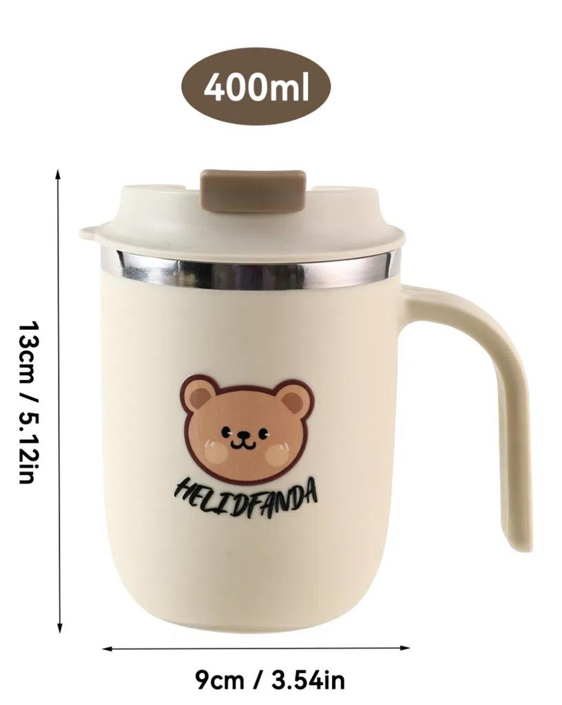Portable Coffee Mug With Lid&Handle 304 Stainless Steel Double Wall Insulated Water Cup Leak Proof Tea Milk Coffee Cup