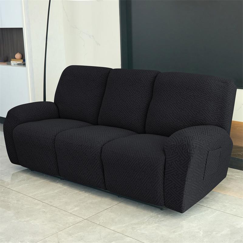 3Seater Jacquard Recliner Sofa Cover Dust-proof Stretch Reclining Couch Slipcover Relax Armchair Slipcover for Living Room Home