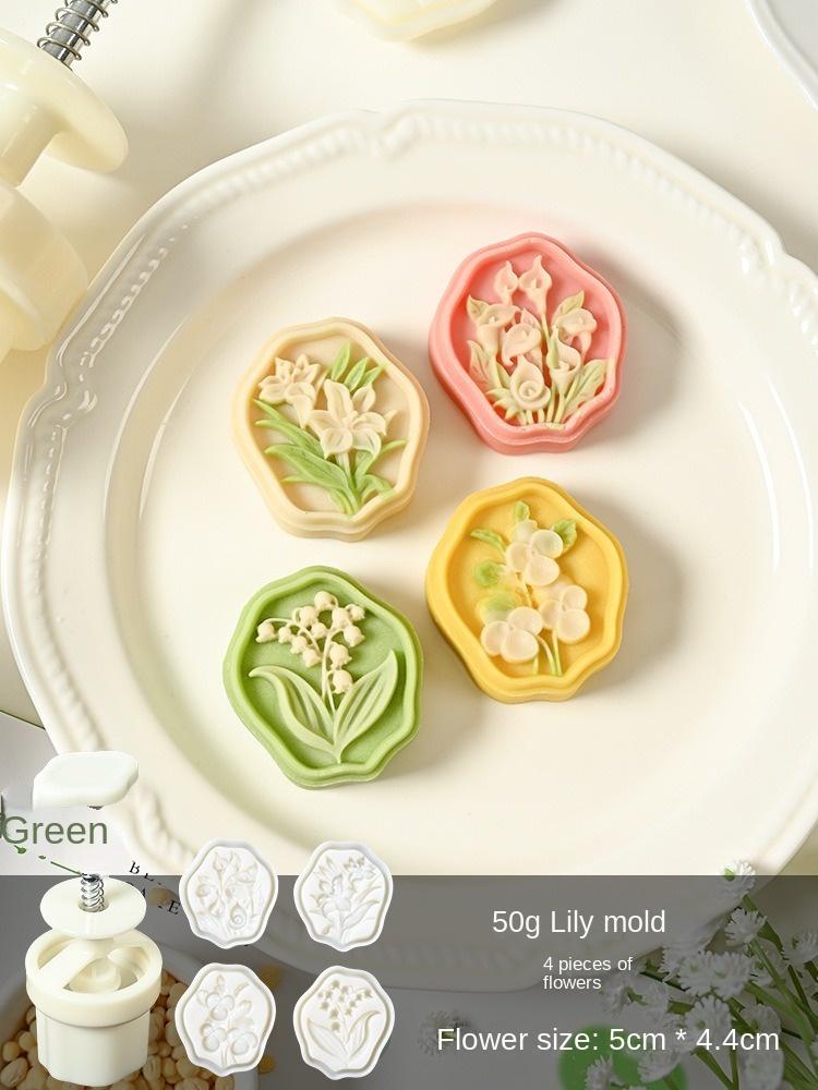 30g 50g Mung Bean Cake Mold Household Three-dimensional Pressed Embossed Snow Skin Mooncake Pastry Baking Abrasive Tool