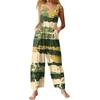 Womens Casual Overalls Jumpsuits Adjustable Straps Sleeveless Print Comfy Rompers With Pocket