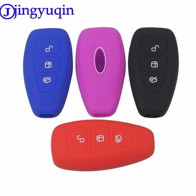 Jingyuqin 3 Buttons Car Silicone Remote Key Cover Case Fob For Ford Fiesta Focus Mondeo C-Max B-Max Kuga Silicone Smart Key