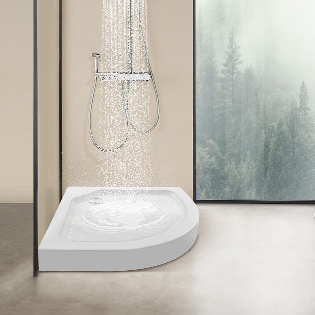 White Fan Shape Shower Base, Non-Slip Bathroom Floor Tray, 85x85cm Modern Design, Easy to Install & Clean, 260kg Weight Capacity