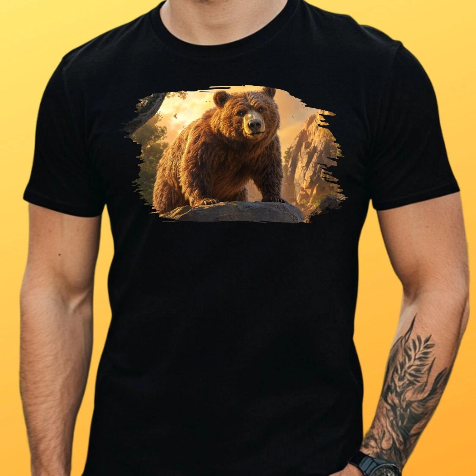 T-Shirt Herren Mächtiger Grizzlybär Motiv Baumwolle Größe S bis 5XL S