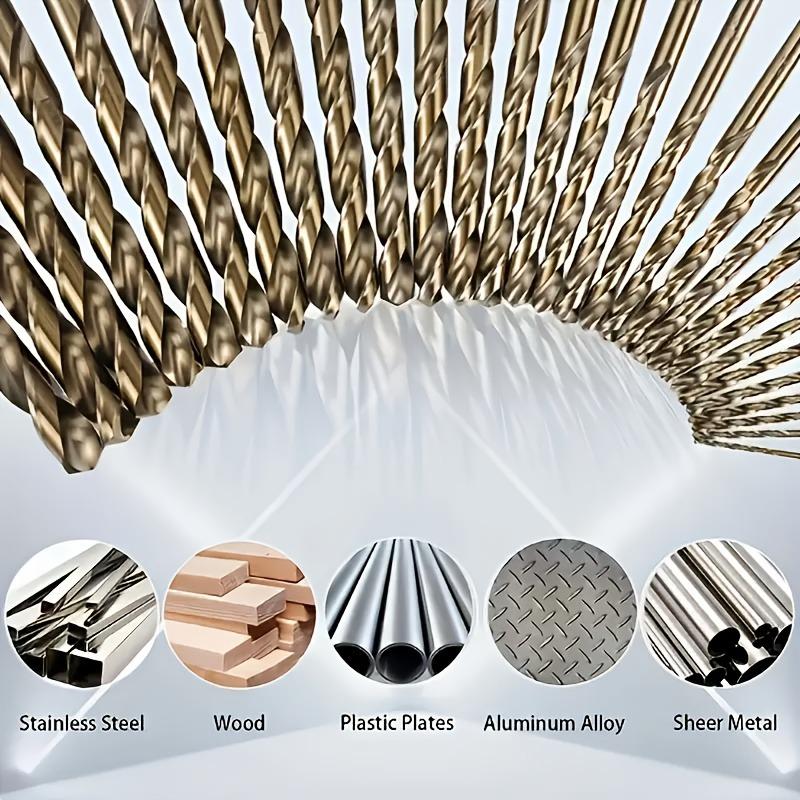 Set of 13 Cobalt Drill Bits Made from M35 High-Speed Steel, Featuring High Durability And Precision Markings, Suitable for Stainless Steel, Cast Iron