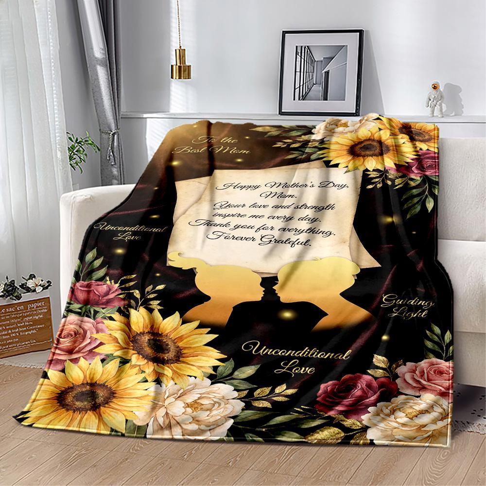 Mom's Gratitude And Love Blanket Suitable for Sofas,travel, Living Rooms Also a Good Gift for Friends and Family Suitable for All Seasons.