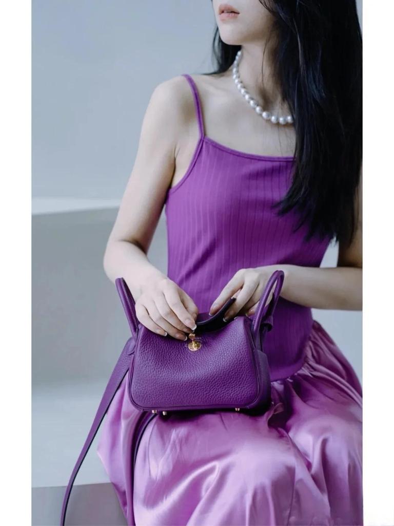 2025 Togo Leather Lindy Shoulder & Crossbody Bag: High-End Genuine Cowhide Women's Handbag