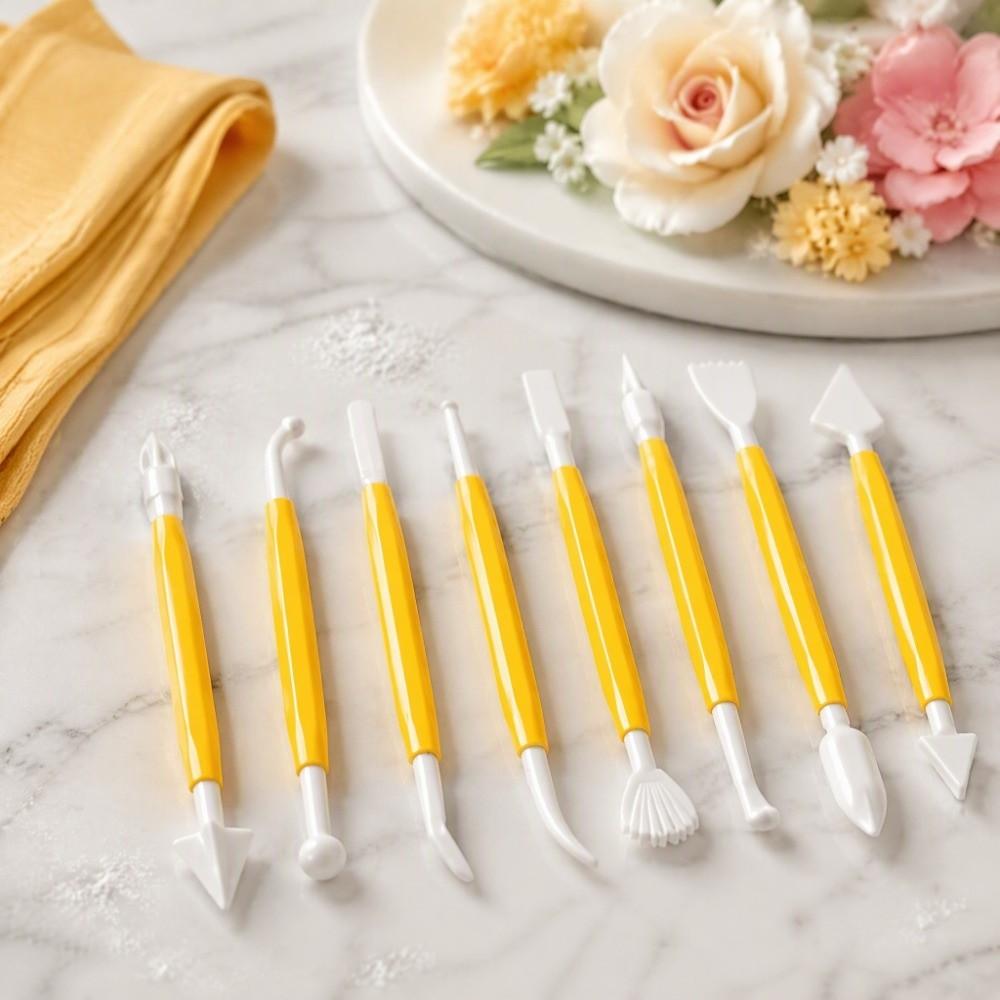 8Pcs Cake Fondant Tool Set Double Ended Cake Decorating Tools Kit Fondant Modeling Tools  Baking
