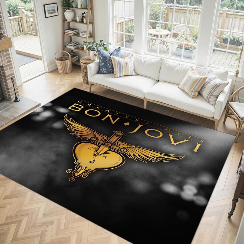 Bon Jovi Design Crystal Velvet Carpet Cozy Non?Slip Printed Rug For Bedroom Living Room Entrance