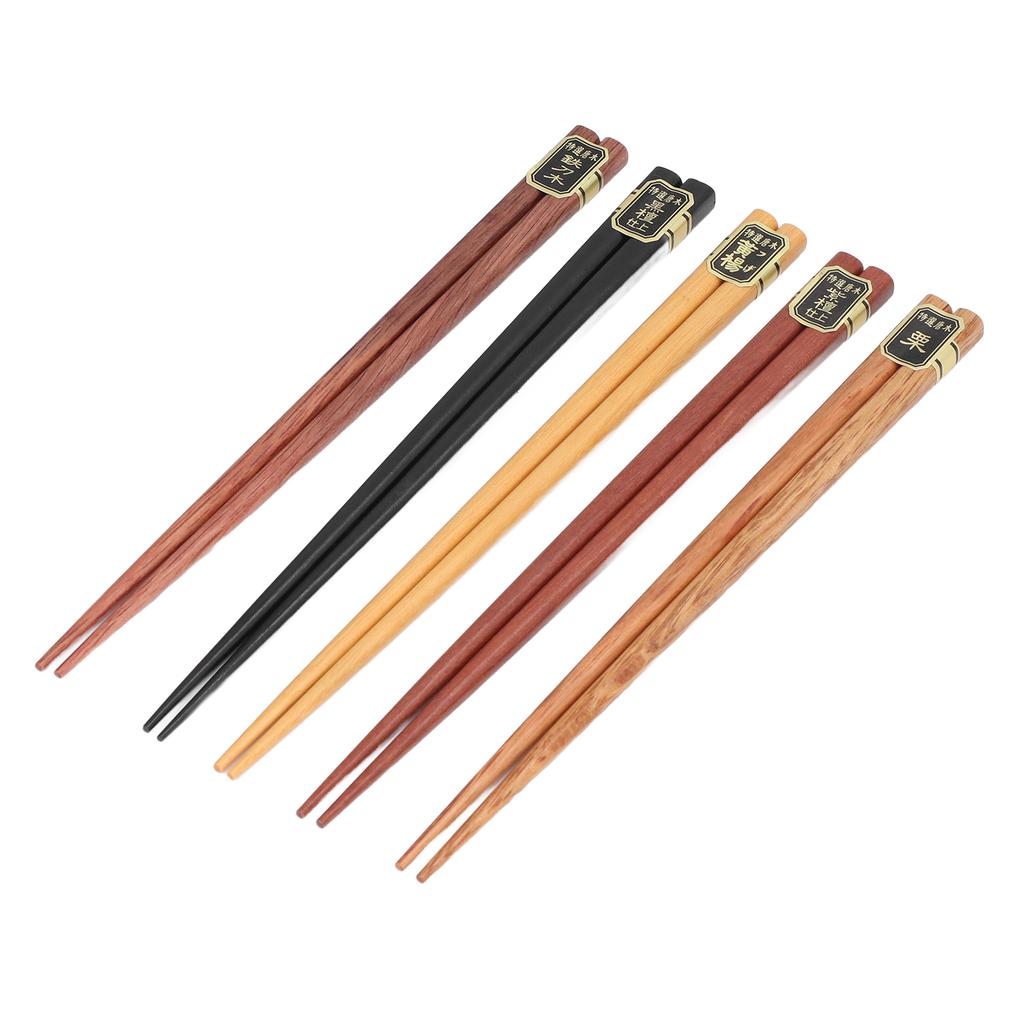 Chopsticks Set 5 Different Colors Natural Wood Antislip Design Feel Comfortable Chopsticks