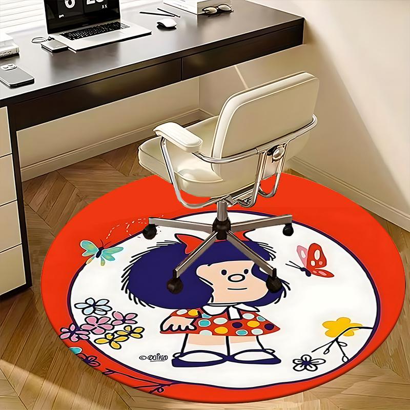 Alfombrilla para Silla Mafalda - Alfombra Redonda para Decoración del Hogar, Uso en Oficina, Sala de Estar