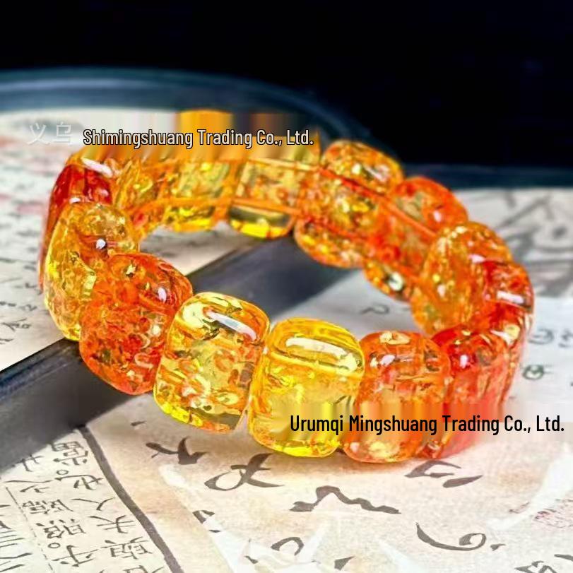 Damen Blutbernstein Quadrat Honigwachs Armband - Vielseitiger Chinesischer Stil Schmuck
