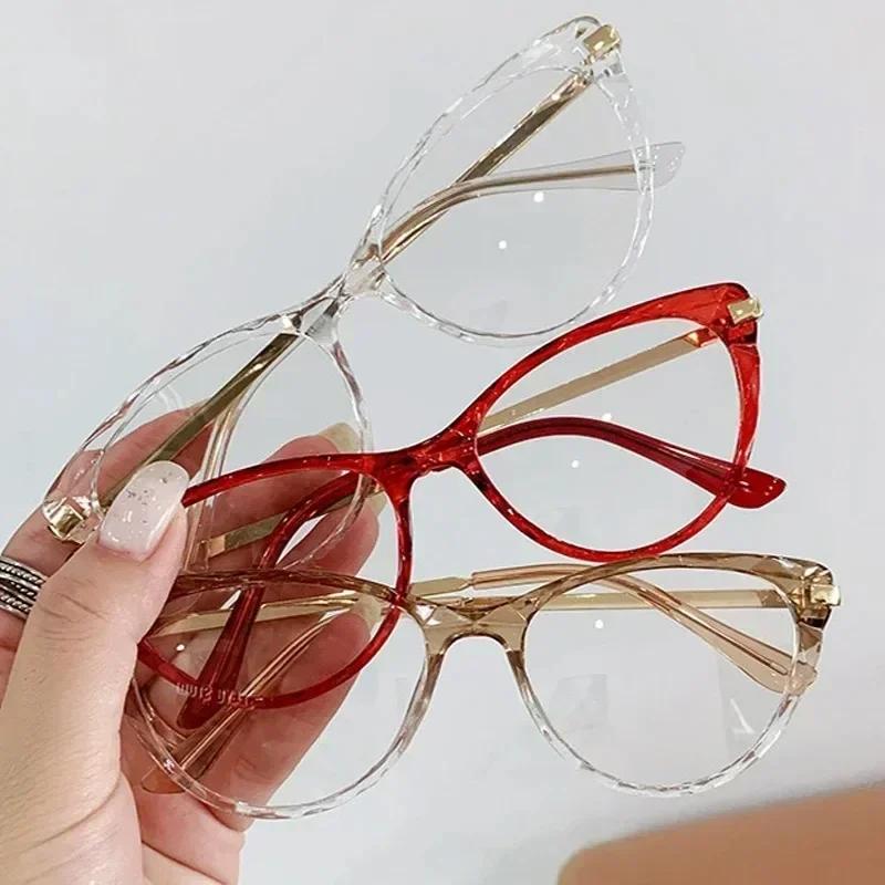New Cat Eye Glasses Women Anti Blue Light Transparent Eyewear  Designer Vintage Clear Eyeglasses Optical Frame Oculos