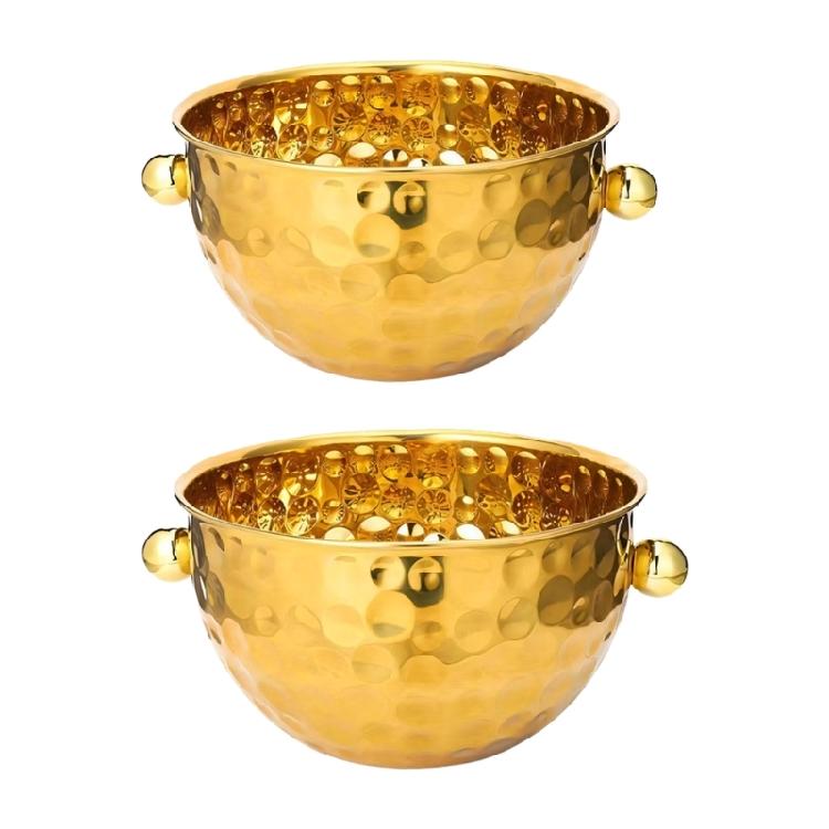 Modern Hammered Metal Ice Buckets Set Of 2 Gift Ice Container Set For Chilling Wine Beer And Cocktails At Gatherings