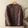 Autumn and winter women's clothing light and short V-neck rhombus casual down jacket white duck down lightweight jacket liner