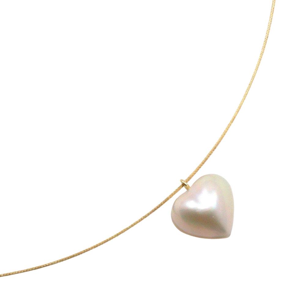 TASAKI Omega Chain Heart Necklace Mabe Pearl K18 yellow gold/Pearl 2.6g Women Used