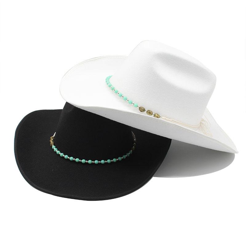 Simple Big-Brimmed Woolen Hat Western Cowboy Top Hat Men'S And Women'S Couple Hats Ethnic Felt Hats