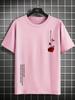 Summer new rose print men's T-shirt loose size 100% cotton rose print casual slim round neck short-sleeved T-shirt top