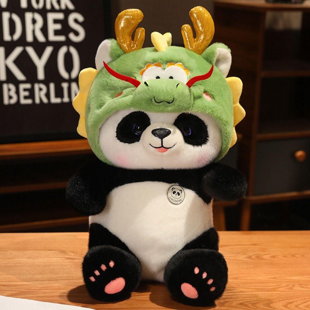 PP Cotton Transform Dragon Panda Doll Fluffy Cosplay Panda Dragon Stuffed Toy  Decorate Present