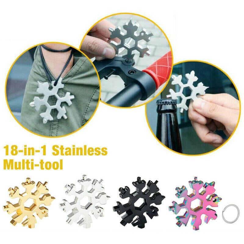 Compact And Durable 18 In 1 Snowflake Multi Tool With Convenient Key Chain Attachment