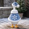 Decorative Patched Goose Clothing Set Christmas Porch Outfit, Festive Poinsettia Costume, Winter Holiday Outfit Clothes with Hat, Seasonal Apparel for