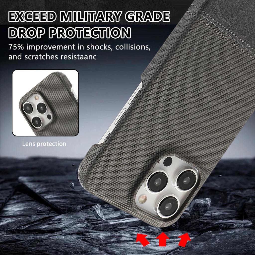 Patchwork Faux Leather Anti-Slip Phone Case for Apple 17 Pro Max/16/15/14 Pro/13/12, Trendy Half-Covered Hard Design