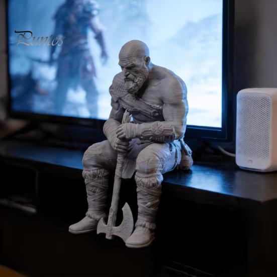 Room Decoration 3D Printed Warrior Statue, Nordic Mythology Figurine with Ornament Weapon, Collectible for Home Office Gaming