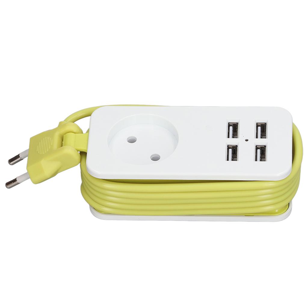 Steckdosenleiste 1200W 10A Feuerfest Adapter mit 4 USB-Anschlüssen für Smartphones Tablet
