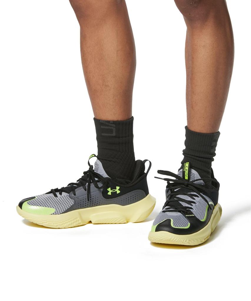UA FLOW FUTR X 3 [Under Armor] Black/Sonic Yellow/Castlerock 25.0