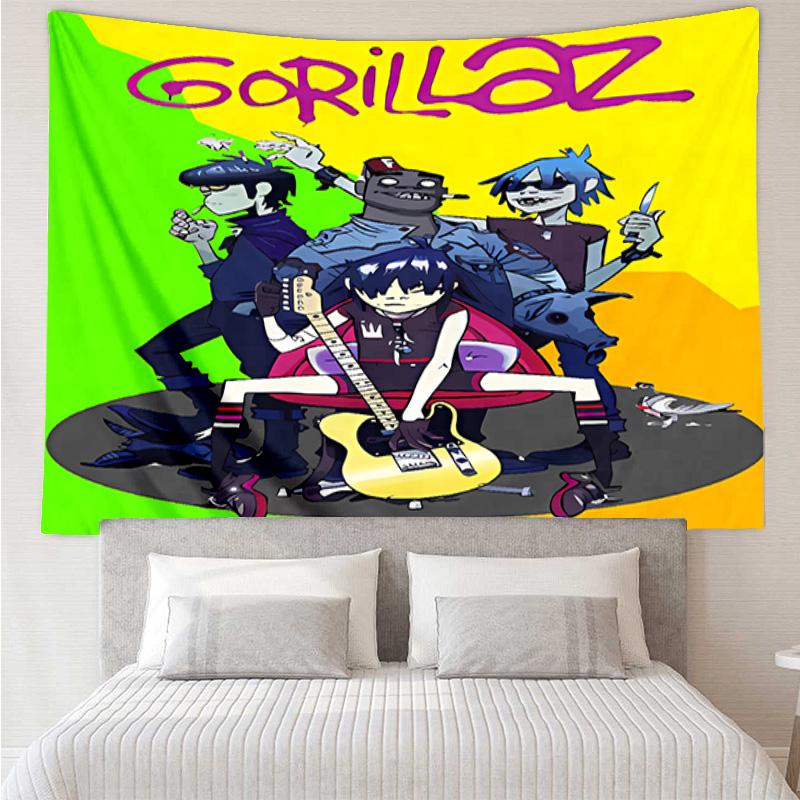 G-Gorillaz Band Tapestry for Bedroom Aesthetic Classroom Tapestries Wall Hanging for Living Room Dorm Office,Ideal Creative Gift