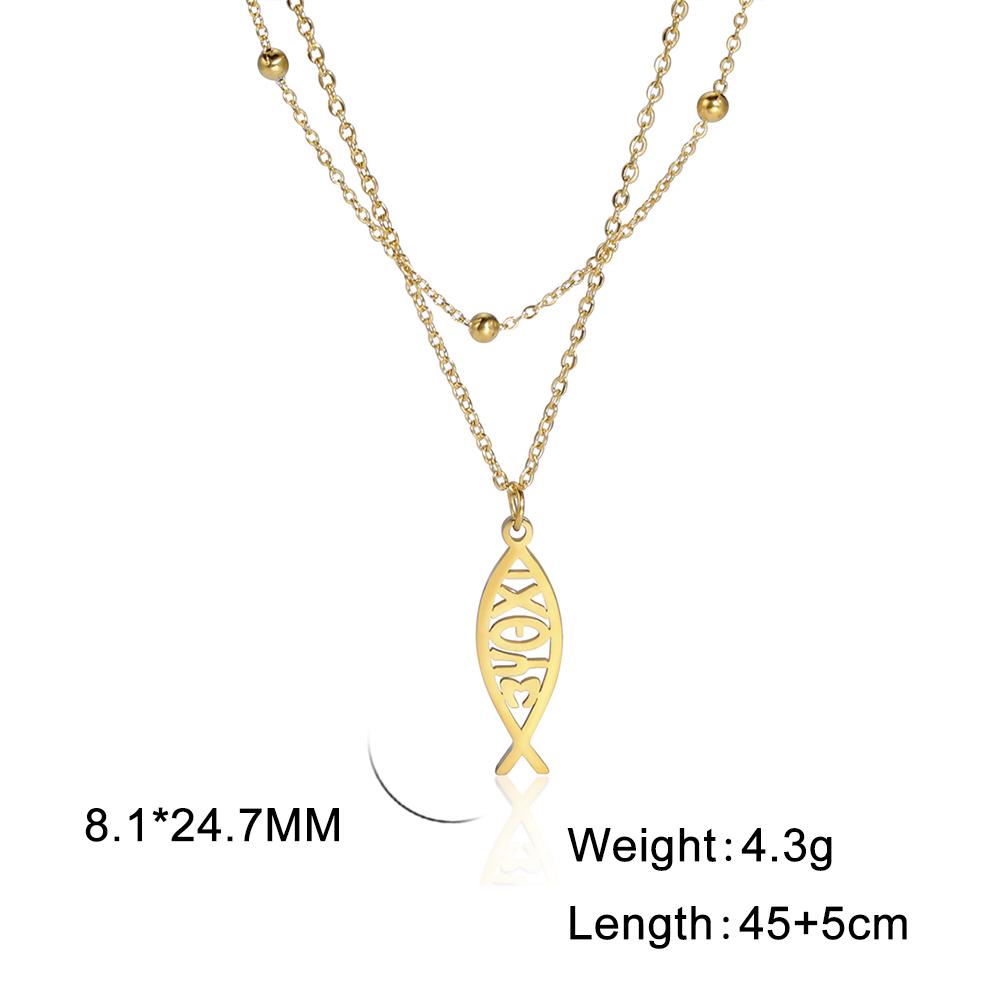 Colliers pendentifs poisson de Jésus Jeshayuan pour femmes hommes Collier IXOYE Charme poisson Ichthys Christ Jésus Fils de Dieu Sauveur Collier